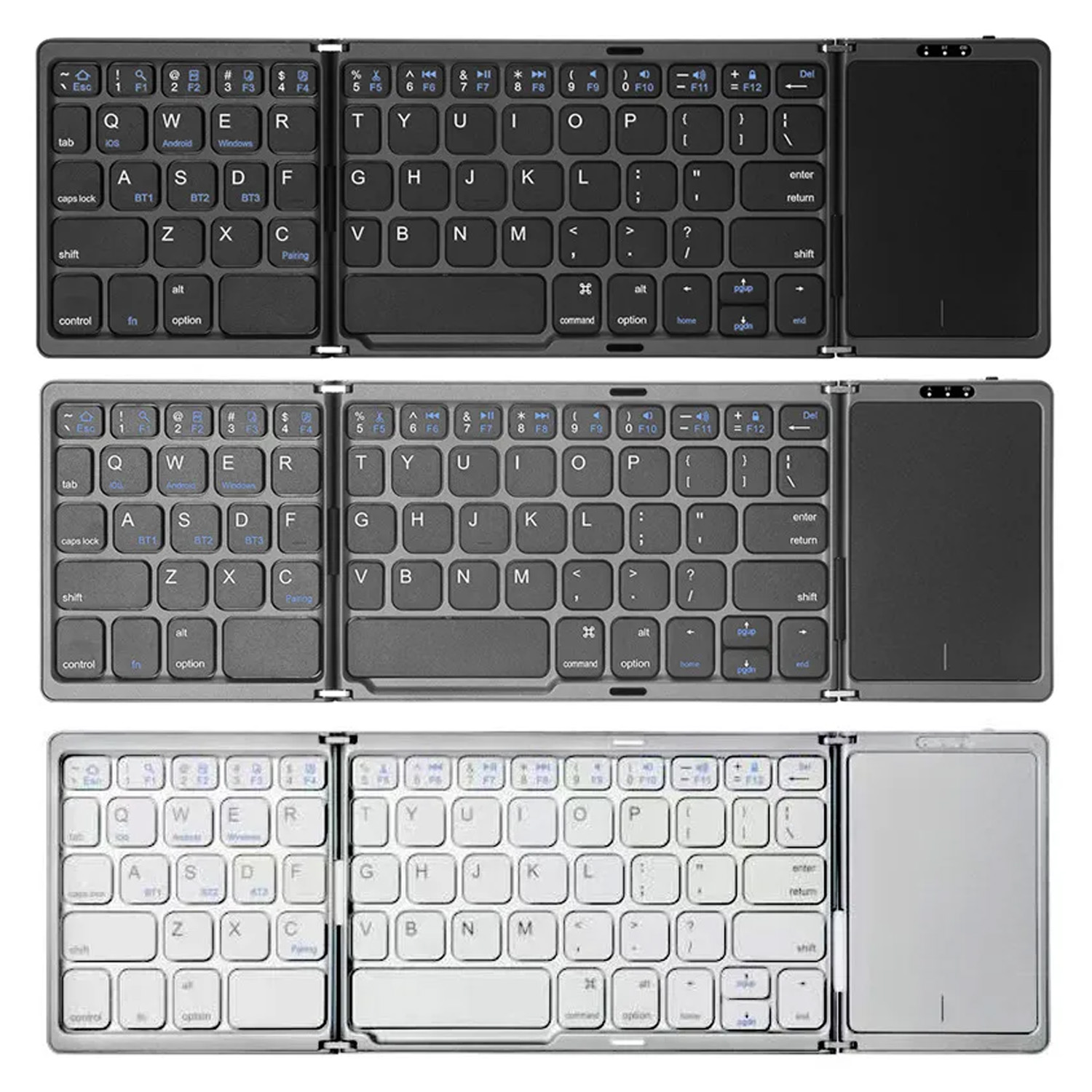 Android Tablet Gaming Accessories - 3-voudig Bluetooth-toetsenbord met touchpad, oplaadbaar mini