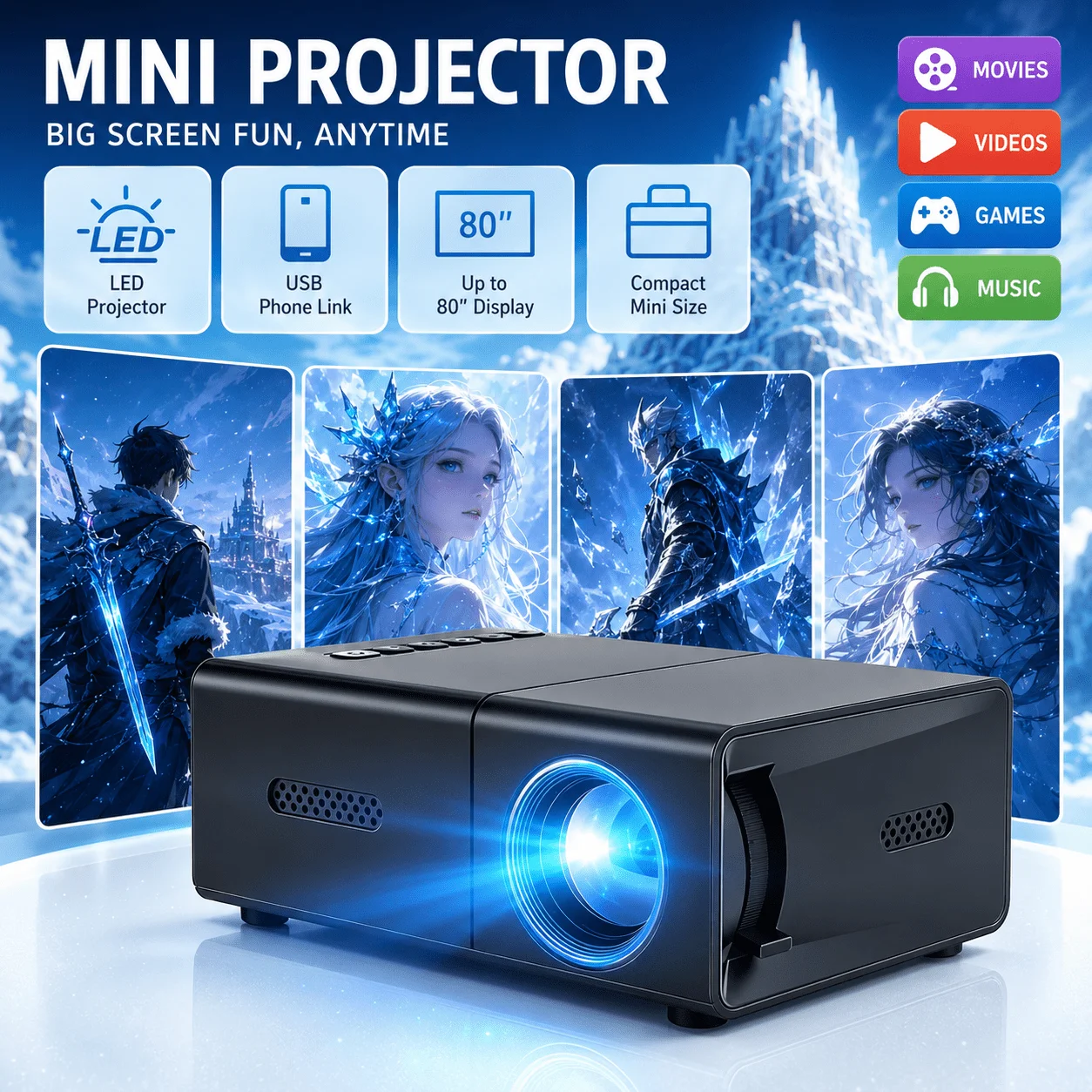 Mini draagbare projector, comp - Android Tablet Gaming Accessories recensie en prijs