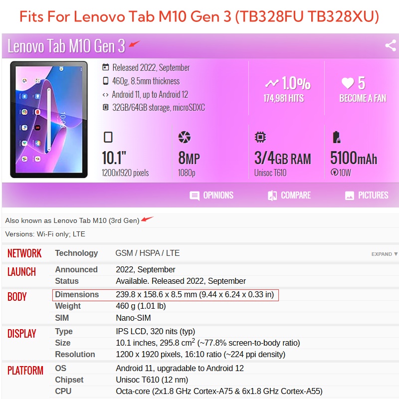 Voor Lenovo Tab M10 3e Gen 10. - Lenovo Tablet M10 Accessories recensie en prijs